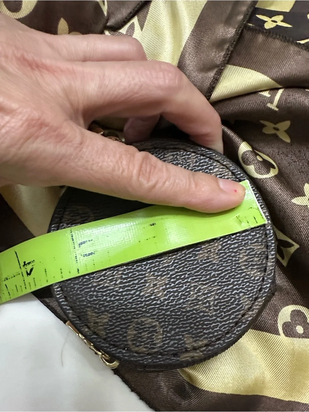 Louis Vuitton Brown Monogram Round Coin Pouch with Gold Hardware